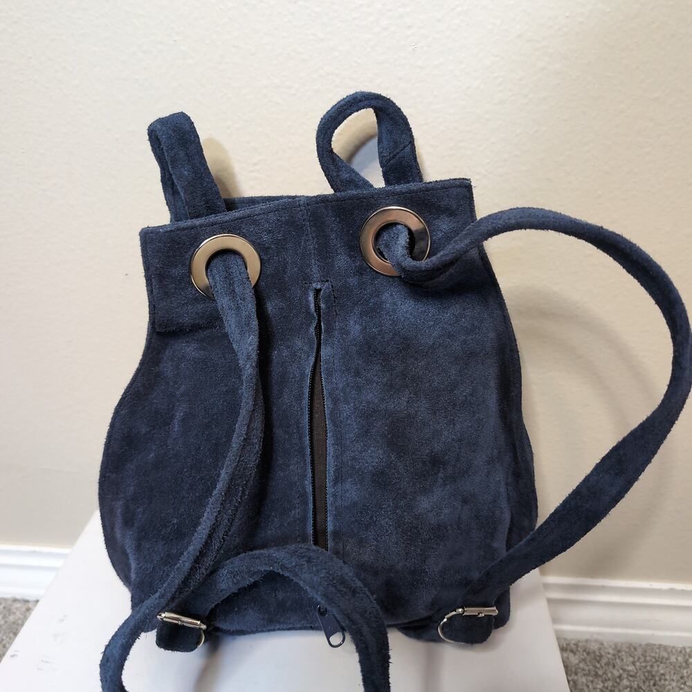 Suede Drawstring Vintage Mini Backpack - Picture 2 of 8